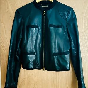 DVF Vintage Black Leather Moto Jacket
